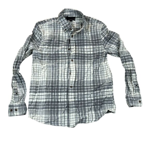 Banana Republic Mens Shirt Medium Plaid Slim Fit Long Sleeve Button Down Gray - Picture 1 of 8